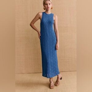 Sezane Textured Blue Maxi Dress